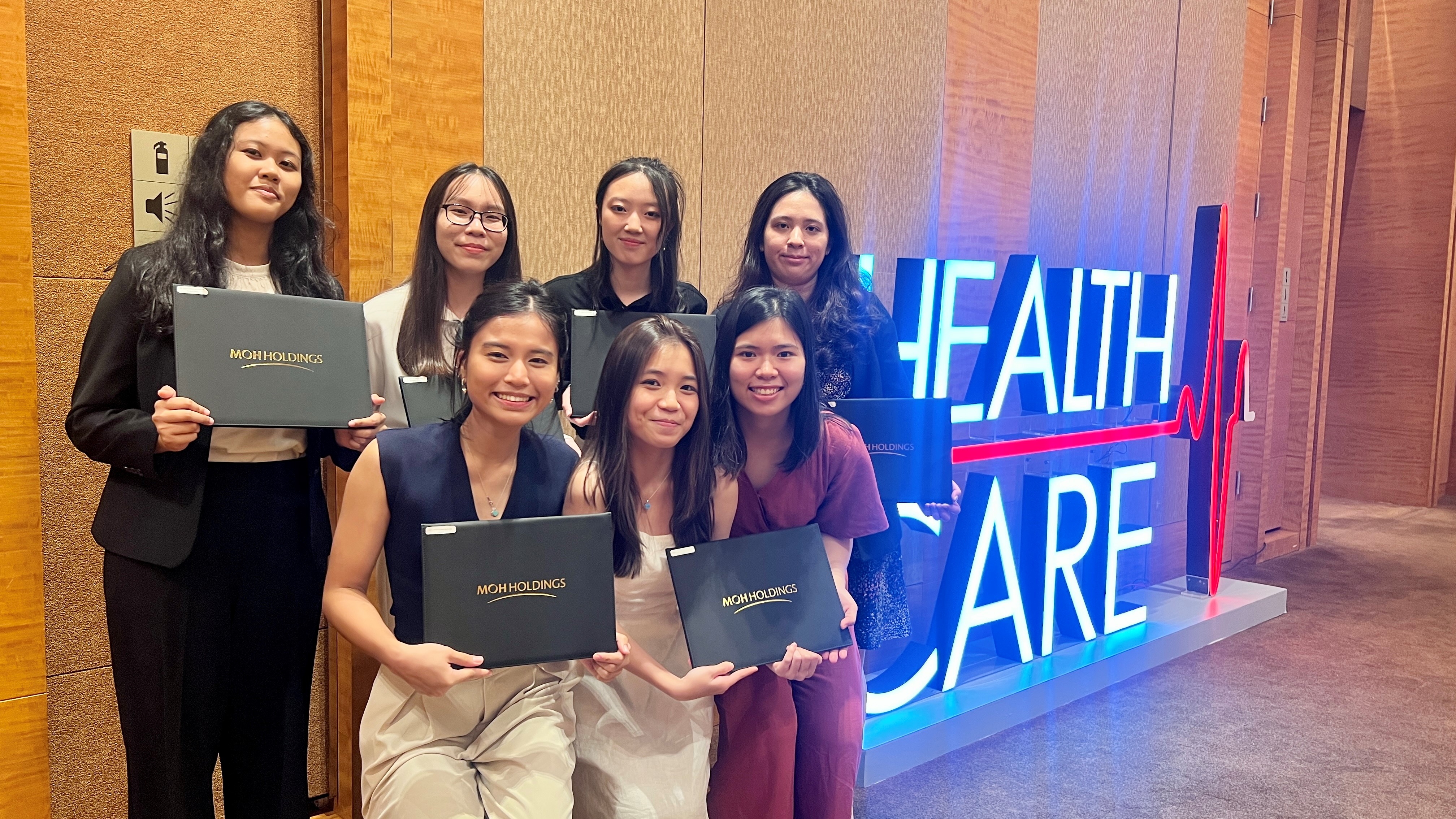 A group of students receiving Healthcare award