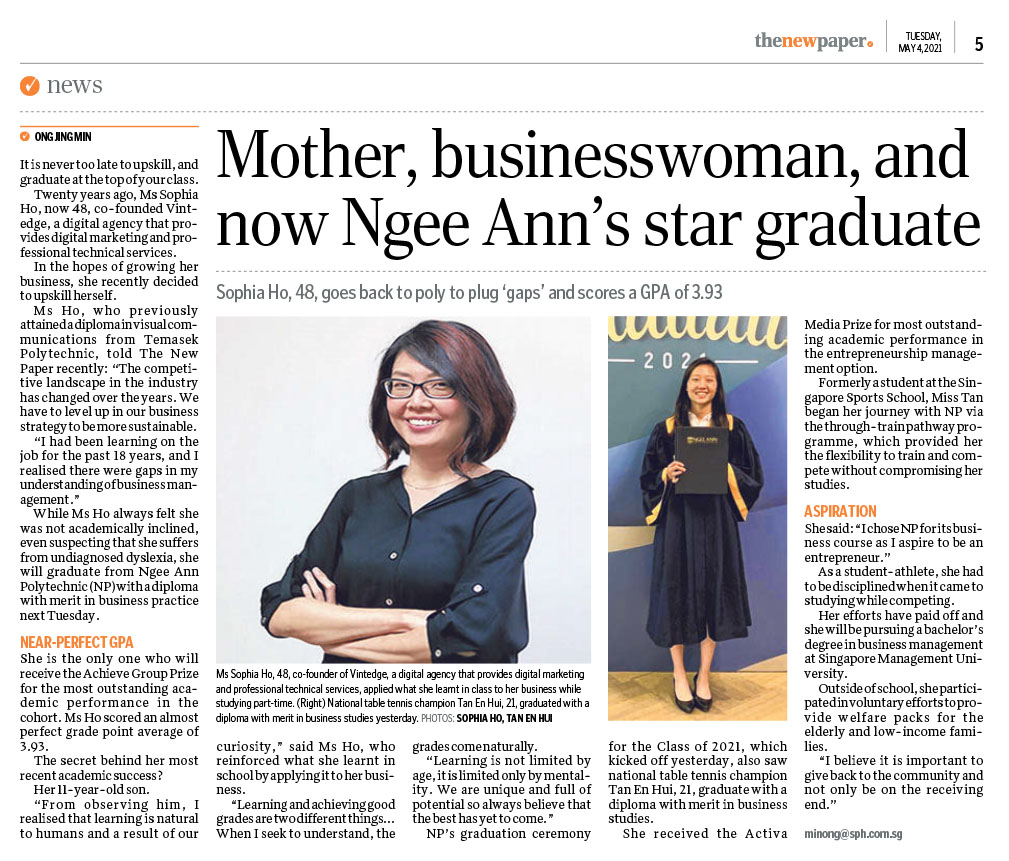Mother, businesswoman, and now Ngee Ann's star graduate Learning not limited by age